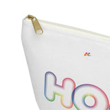 white makeup bag with hoops written in a gradient rainbow bubble font, comes in small and large Hoops White Makeup Bag - Cosplay Moon