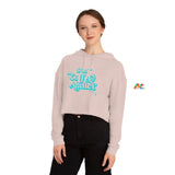 light pink cropped hoodie with a flowy fit and says Iced Coffee Addict in Turquoise font sizes extra small to 2XL Iced Coffee Addict Women’s Cropped Hoodie - Cosplay Moon