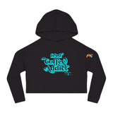 black cropped hoodie with a flowy fit and says Iced Coffee Addict in Turquoise font sizes extra small to 2XL Iced Coffee Addict Women’s Cropped Hoodie - Cosplay Moon