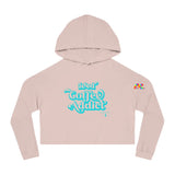light pink cropped hoodie with a flowy fit and says Iced Coffee Addict in Turquoise font sizes extra small to 2XL Iced Coffee Addict Women’s Cropped Hoodie - Cosplay Moon