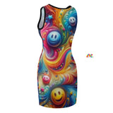 Joyful Whirls Rave Tank Dress available on Prism Raves, in various sizes. This rave and festival dress features a vibrant, colorful whirl pattern, ideal for making a statement at any event. Its tank top design offers both style and comfort, perfect for dancing and enjoying the festival atmosphere.
