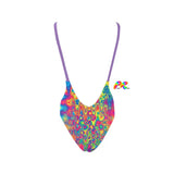 Vibrant Liquid Splatter Rave One-Piece Backless Swimsuit from Prism Raves, highlighting its eye-catching design and sleek backless silhouette, ideal for standout festival and rave fashion.