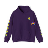purple hoodie, rave, melting smiley, edm, heavy cotton/poly, smileys down arm, small to 5XL - Cosplay Moon