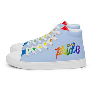High Top, Canvas, Converse-style, Men's Shoes, Light Blue, Pride, LGBT, Lace-up - Cosplay Moon