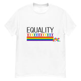 Men's Equality T-Shirt from Prism Raves, featuring a bold and vibrant equality design. This pride shirt for men is a short-sleeve, comfortable and stylish statement piece, available in various sizes to fit all. Perfect for showing support and pride in any setting."  For more details and to view the size options, you can visit the product page here.