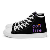 Men’s High Top Canvas Shoes, "Con Life", Black, Converse-style, Canvas Shoes - Cosplay Moon