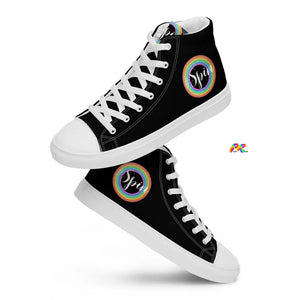 Cosplay Moon, Hashtag Spin, Black, Men's High Top Canvas Sneakers - Cosplay Moon