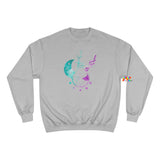 gray champion sweatshirt with purple and turquoise potions bottle and crescent moon, sizes small to 2XL