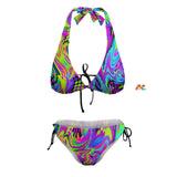 Dynamic and Colorful Plus Size Rave Bikini from Prism Raves' Motion Collection, Showcasing Eye-Catching Electric Patterns and a Flattering Fit for All-Day Comfort and Unmatched Festival Style