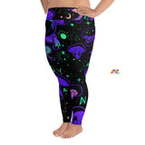 women's, high-waist, polyester, matching rave or festival, gym sets, workout sets, ankle-length, sizes xs to 3XLMushroom Cult Plus Size Rave Leggings - Cosplay Moonn