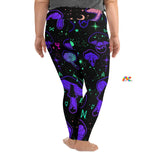 women's, high-waist, polyester, matching rave or festival, gym sets, workout sets, ankle-length, sizes xs to 3XLMushroom Cult Plus Size Rave Leggings - Cosplay Moon