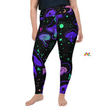 women's, high-waist, polyester, matching rave or festival, gym sets, workout sets, ankle-length, sizes xs to 3XLMushroom Cult Plus Size Rave Leggings - Cosplay Moon