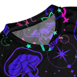 sleeveless black basketball jersey with blue and purple mushroom pattern, sizes extra small to 6XL - Cosplay Moon