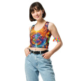 Mystical Spectrum Rave Crop Top, sleeveless, scoop neck, small to xl, mandala colorful pattern,  - Cosplay Moon