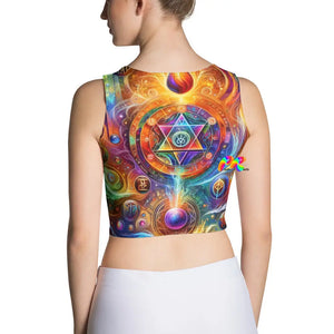 Mystical Spectrum Rave Crop Top, sleeveless, scoop neck, small to xl, mandala colorful pattern,  - Cosplay Moon