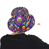 Neon Bliss Unisex Rave Bucket Hat melting smileys in neon colors, unisex- Cosplay Moon