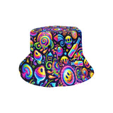 Neon Bliss Unisex Rave Bucket Hat melting smileys in neon colors, unisex- Cosplay Moon