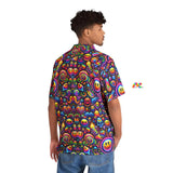 Neon Drip Men's Rave Hawaiian Shirt - Available in Various Sizes - Vibrant, Party-Ready Rave and Hawaiian Shirt Design - Prism Raves