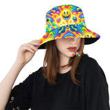 Neon Melt rave bucket hat with vibrant colors, featuring matching rave pieces for couples, perfect for a coordinated festival look