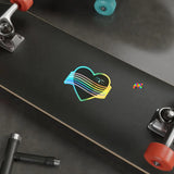 Pride, Black Heart with Rainbow Stripes, Holographic Die-cut Stickers - Cosplay Moon