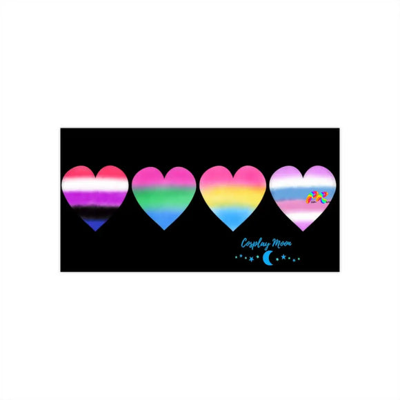 Cosplay Moon, Colorful Hearts, Bumper Stickers, 3 Sizes, Indoor/Outdoor, Vinyl, Laminated - Cosplay Moon