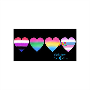 Cosplay Moon, Colorful Hearts, Bumper Stickers, 3 Sizes, Indoor/Outdoor, Vinyl, Laminated - Cosplay Moon