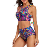 Prism Raves Pride Nebula Split Swimsuit - Sizes XS to XL - Rave-Ready Swimwear with a Stunning Nebula Pattern and Eye-Catching Design - Prism Raves