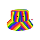 bucket hat with pride rainbow stripes 100% Polyester Unisex Hat 8.82 Oz. Soft and comfortable. Running threads and four round-shaped threads for the special design. Men's or Women's Bucket hat Pride Stripes Bucket Hat - Cosplay Moon