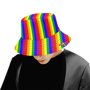 bucket hat with pride rainbow stripes 100% Polyester Unisex Hat 8.82 Oz.  Soft and comfortable. Running threads and four round-shaped threads for the special design. Men's or Women's Bucket hat Pride Stripes Bucket Hat - Cosplay Moon