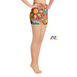 Psychedelic Peacock Yoga Shorts, EDM, Festival Fit, Gym Apparel - Cosplay Moon