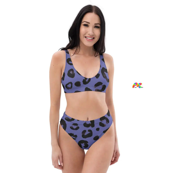 Purple Leopard Print Recycled High-waisted Bikini - Ashley's Cosplay Cache