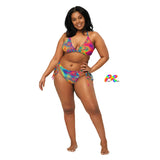 Rave or Festival bikini with wavy colorful pattern Soft and stretchy material with UPF 50+  Sizes up to 6XL  Bikini top comes with removable padding for comfort  Multiple ways to tie and style the bikini set Radiant Hue Rave Bikini - Cosplay Moon