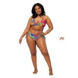 Rave or Festival bikini with wavy colorful pattern Soft and stretchy material with UPF 50+  Sizes up to 6XL  Bikini top comes with removable padding for comfort  Multiple ways to tie and style the bikini set Radiant Hue Rave Bikini - Cosplay Moon