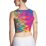 Scoop neck, sleeveless, tank top style crop top, comes above the navel and in sizes extra small to extra large for women and for raves and festivals with matching pieces availableRadiant Hue Rave Crop Top - Cosplay Moon