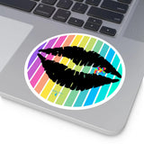 Rainbow Circle With Black Lips Round Decal, Indoor\Outdoor - Cosplay Moon