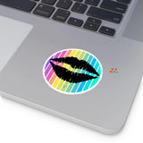 Rainbow Circle With Black Lips Round Decal, Indoor\Outdoor - Cosplay Moon
