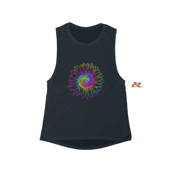 Rainbow Flower Women's Flowy Scoop Muscle Tank - Ashley's Cosplay Cache