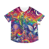 RainRainbow Rider Men's Baseball Jersey, lgbtq rave jersey, small to 2xl, pastel colors with rainbows and unicorns - Cosplay Moon