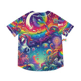 Rainbow Rider Men's Baseball Jersey, lgbtq rave jersey, small to 2xl, pastel colors with rainbows and unicorns - Cosplay Moon