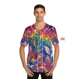 Rainbow Rider Men's Baseball Jersey, lgbtq rave jersey, small to 2xl, pastel colors with rainbows and unicorns - Cosplay Moon