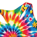 Vibrant Rainbow Swirl Two-Piece Swimsuit for Girls - Perfect for Pride Festivals and Beach Raves. This colorful swimwear features swirling patterns in pride-inspired rainbow colors, ideal for celebrating diversity and love at any festival or rave event.