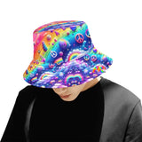 Explore the vibrant Rave Galaxy Unisex Bucket Hat made from 100% polyester. This stylish rave accessory features a mesmerizing galaxy design, perfect for EDM festivals and summer events. Ideal for matching couples rave outfits, this colorful bucket hat ensures you and your partner stand out. With unique design details, this hat is both fashionable and comfortable, making it an essential addition to your rave gear.