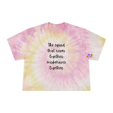 flowy crop top, short sleeve, crew neck, the squad that raves together misbehaves together, xs to 2XL, Rave Squad Women's Tie-Dye Crop T-Shirt - Cosplay Moon