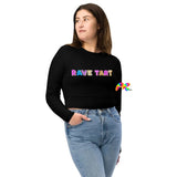 rave tart athletic crop top, black, long sleeves, crew neck, small to 6XL - cosplay moon