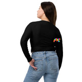 rave tart athletic crop top, black, long sleeves, crew neck, small to 6XL - cosplay moon