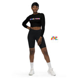 rave tart athletic crop top, black, long sleeves, crew neck, small to 6XL - cosplay moon