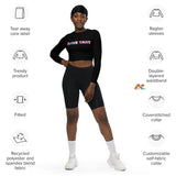 rave tart athletic crop top, black, long sleeves, crew neck, small to 6XL - cosplay moon
