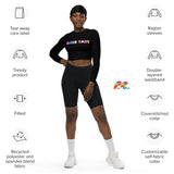 rave tart athletic crop top, black, long sleeves, crew neck, small to 6XL - cosplay moon