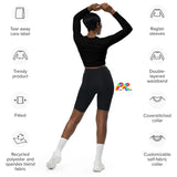 rave tart athletic crop top, black, long sleeves, crew neck, small to 6XL - cosplay moon