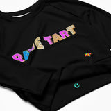 rave tart athletic crop top, black, long sleeves, crew neck, small to 6XL - cosplay moon